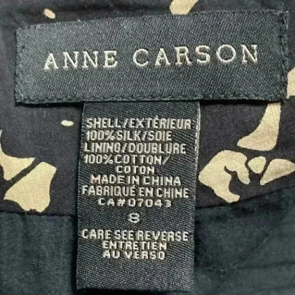 Anne Carson Silk Skirt A-Line Flowy Black Tan Sheer Overlay Lined Size 8 - Picture 10 of 15